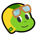 Nosso mascote Logomarca da NodeBR: O mascote é uma tartaruga sorrindo e usando um capacete de motoqueiro com as cores da bandeira do Brasil
